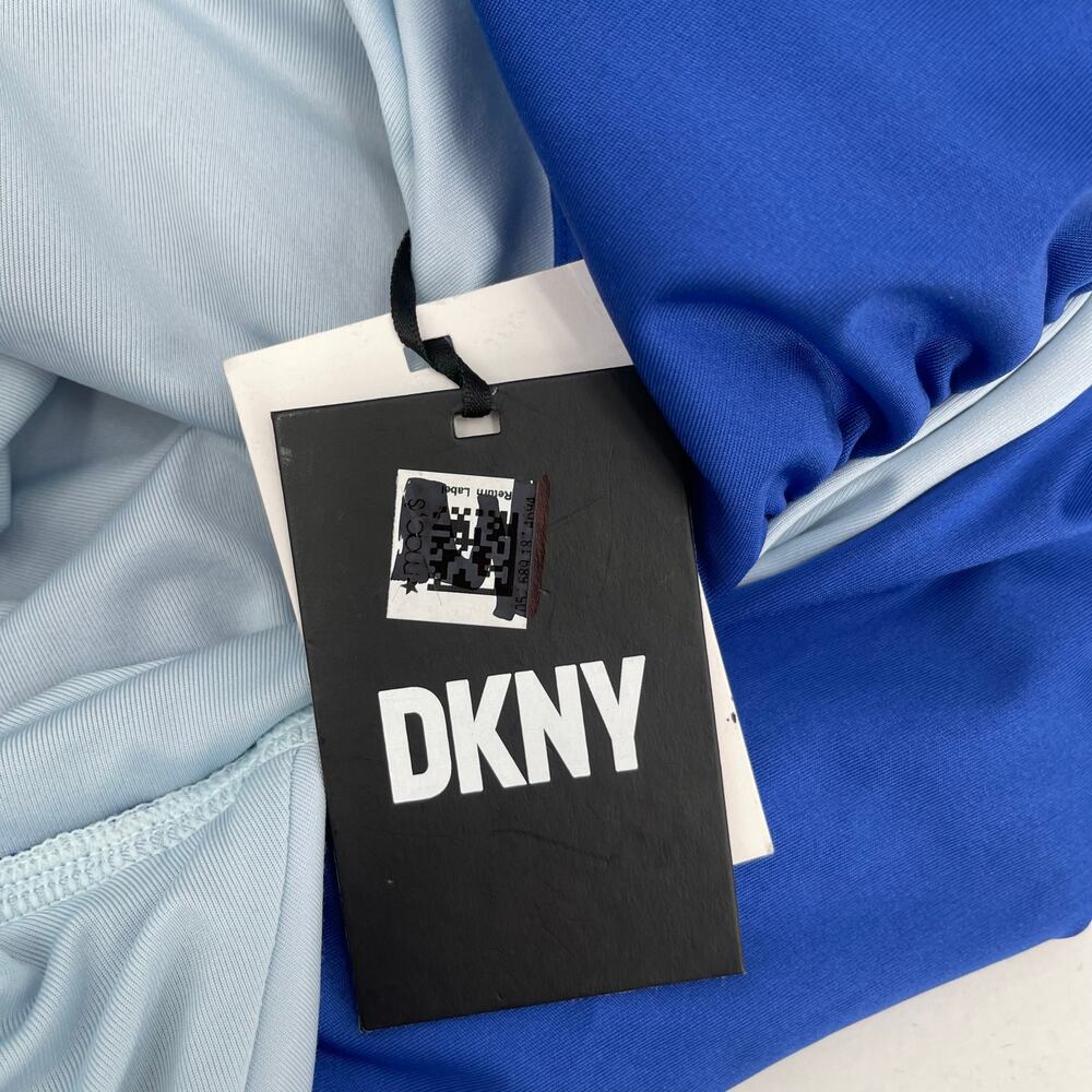 DKNY Lapis Swimsuit Size 16 Plunge Colorblock One Piece Plus Curvy Swim Blue NWT - Picture 5 of 16